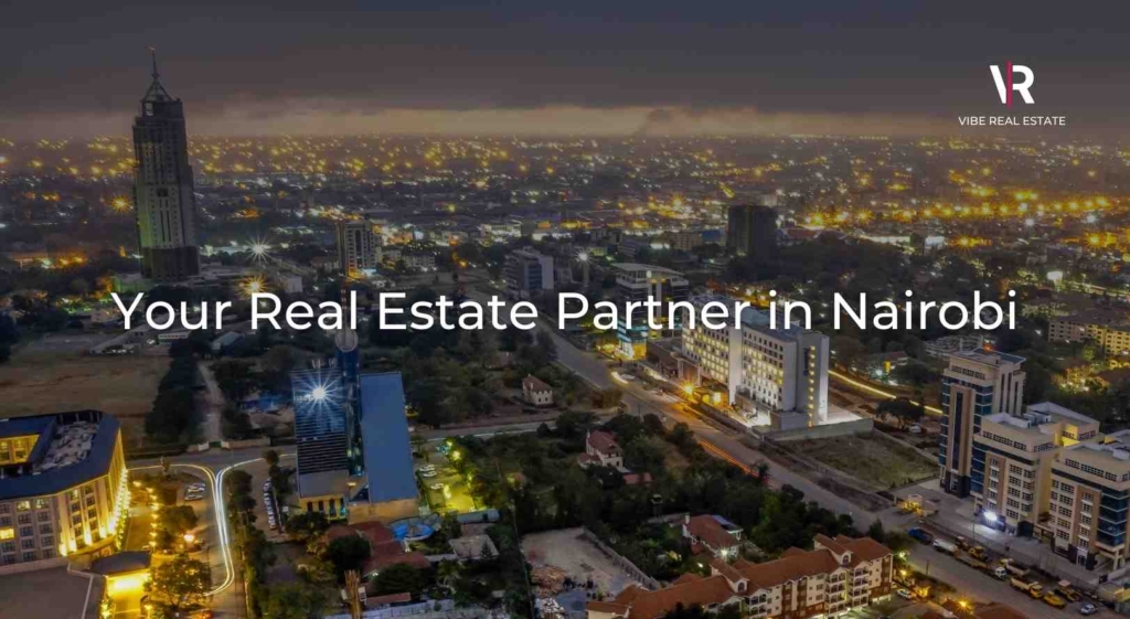 Nairobi Skyline with text "your real estate partner in nairobi"